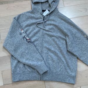 Skull cashmere oversized grey embroidered hoodie jacket xs